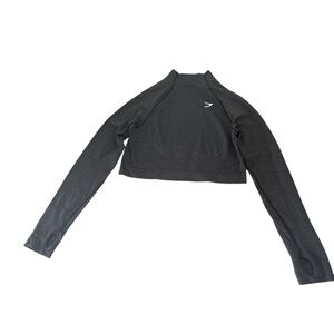 Gymshark Vital Seamless 2.0 Black Long Sleeve Crop Top Thumb Holes XXL Workout